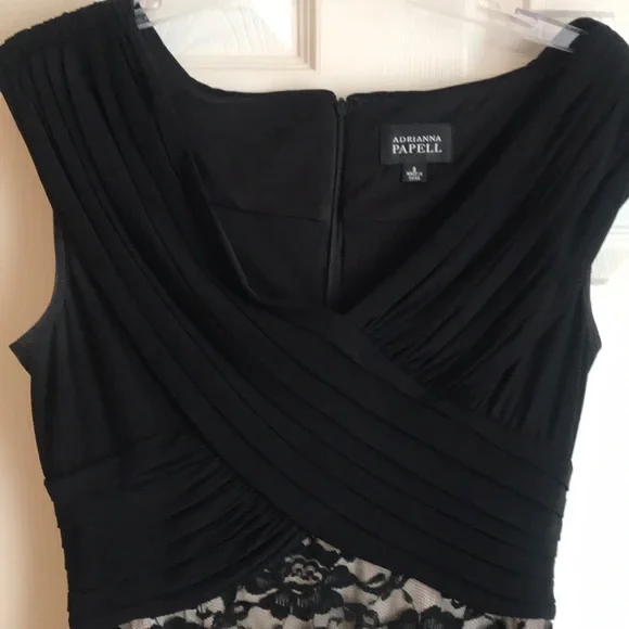 Black with lace skirt cocktail dress from Adrianna Papell. Size 8 - Picture 2 of 5